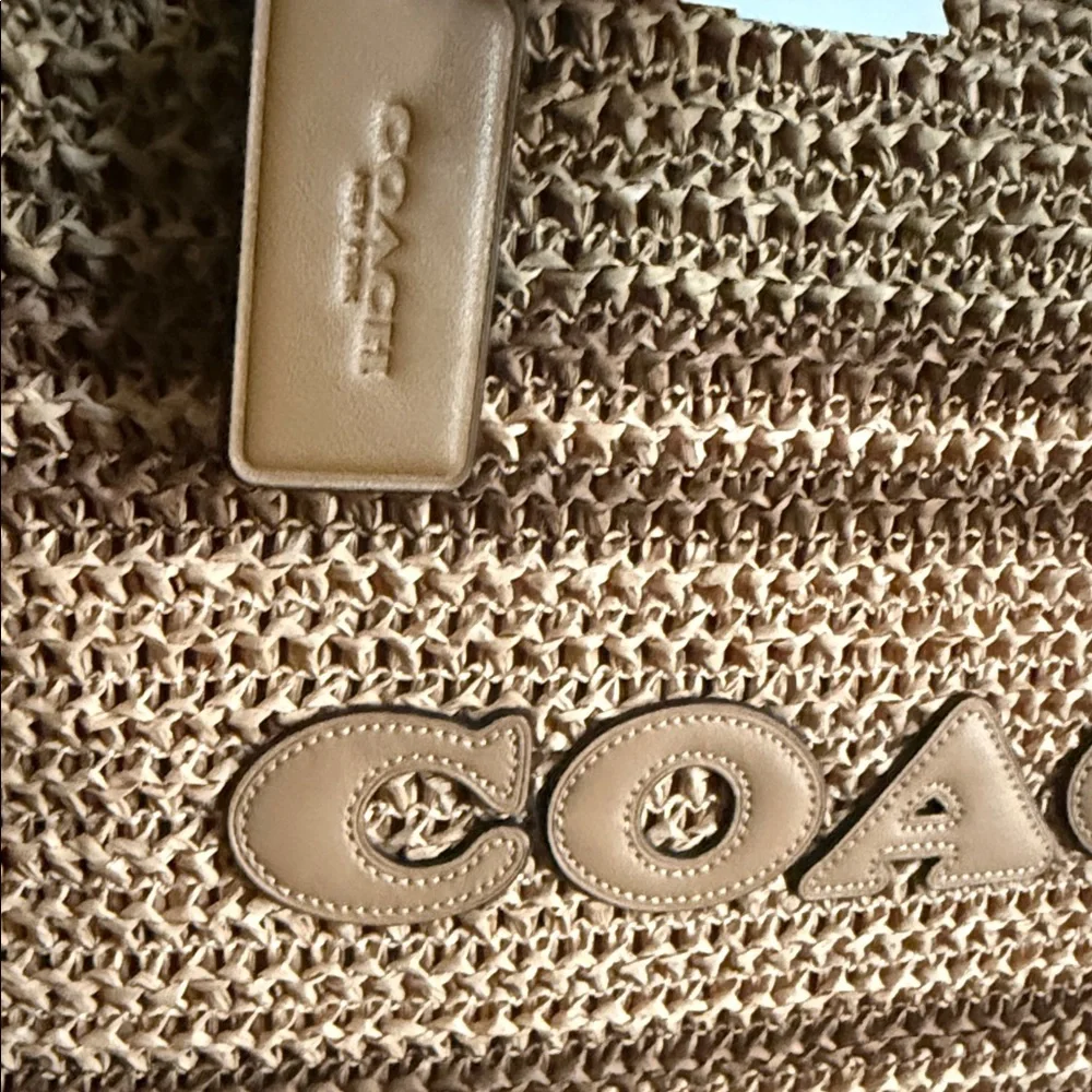 NWT - Coach Woven Tan and Brown Tote - Picture 2 of 3